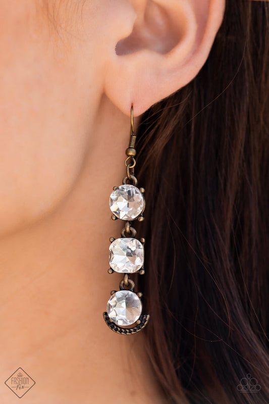 Determined to Dazzle - Brass Earrings