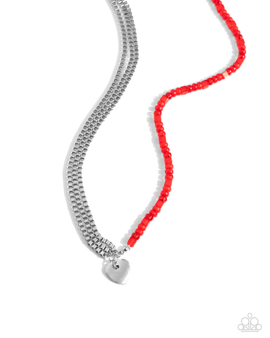 Squared Sweetheart Red Necklace